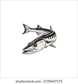 Barracuda pescado dibujado a mano ilustración ilustración