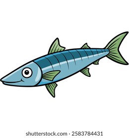 Barracuda fish isolated flat vector illustration on white background