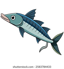 Barracuda fish isolated flat vector illustration on white background