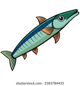 Barracuda fish isolated flat vector illustration on white background