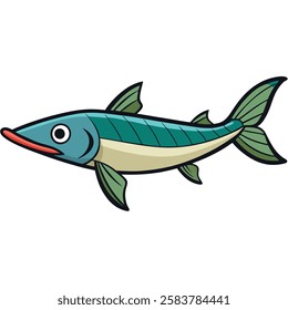 Barracuda fish isolated flat vector illustration on white background