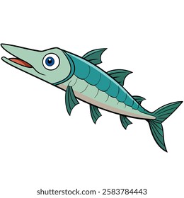 Barracuda fish isolated flat vector illustration on white background