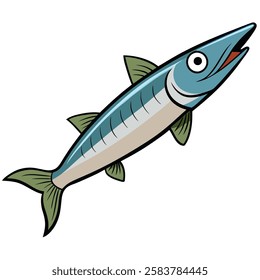 Barracuda fish isolated flat vector illustration on white background