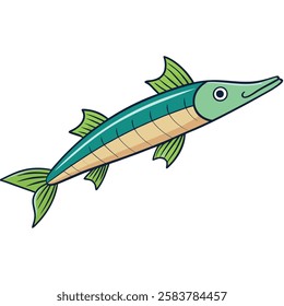 Barracuda fish isolated flat vector illustration on white background