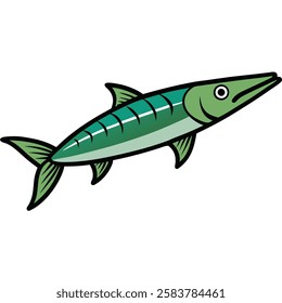 Barracuda fish isolated flat vector illustration on white background