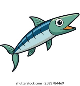 Barracuda fish isolated flat vector illustration on white background