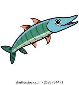 Barracuda fish isolated flat vector illustration on white background