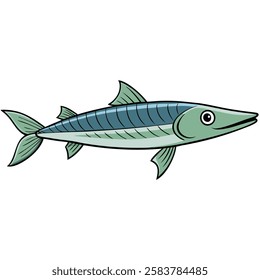 Barracuda fish isolated flat vector illustration on white background