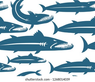 Barracuda fish, seamless pattern for your design