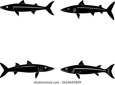 barracuda fish vector bundle silhouette