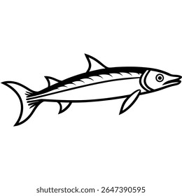 Barracuda Fish Vector Silhouette Illustration Predatory Sea Fish Clipart Design
