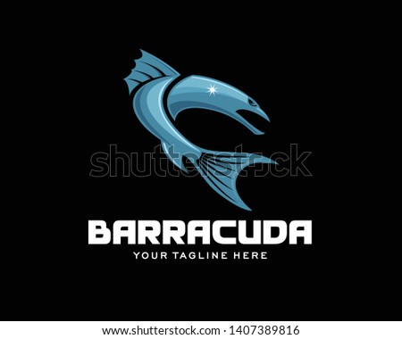 barracuda logo concept for high technology aplication. blue barracuda fast and strong in sea for symbol