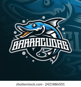 Barracuda mascot logo design vector with modern illustration concept style for badge, emblem and t shirt printing. Angry barracuda illustration.