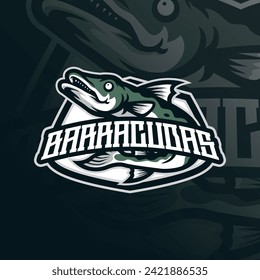 Barracuda mascot logo design vector with modern illustration concept style for badge, emblem and t shirt printing. Angry barracuda illustration.