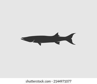 Barracuda Silhouette on White Background. Isolated Vector Animal Template for Logo Company, Icon, Symbol etc 