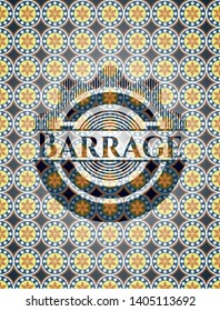 Barrage arabic badge background. Arabesque decoration.