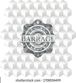 Barrage grey emblem with cube white background