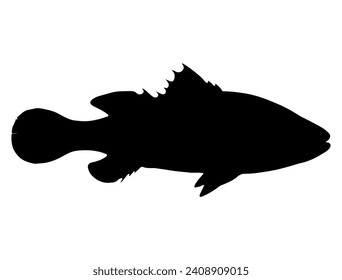 Barramundi fish silhouette vector art white background