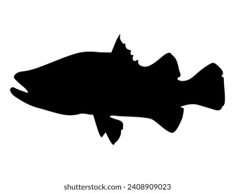 Barramundi fish silhouette vector art white background