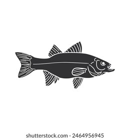 Barramundi Icon Silhouette Illustration. Fish Vector Graphic Pictogram Symbol Clip Art. Doodle Sketch Black Sign.