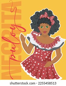 Barranquilla Carnival, character, "Negrita puloy" vector, editable