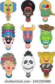 barranquilla carnival characters vector illustration