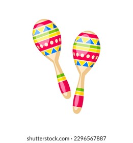 Barranquilla carnival holiday maracas musical instrument. Colombia culture traditional festival, barranquilla holiday celebration parade symbol or South America folk party isolated vector maracas