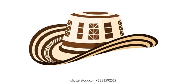 Barranquilla carnival holiday panama hat. Colombian folklore party clothing, South America country culture festival costume element. Barranquilla carnival holiday celebration isolated vector hat