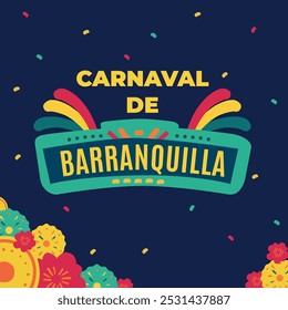 Carnaval de Barranquilla, Cartaz de Mídia Social, Festival de folclore colombiano, março, cartaz para celebração Festival de Barranquilla, azul, fundo colorido