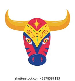 barranquilla carnival toro miura mask vector isolated