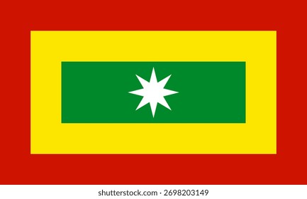 Bandeira de Barranquilla com listras azuis, vermelhas e amarelas. Representa a herança, o orgulho e a identidade da cidade na região caribenha da Colômbia.