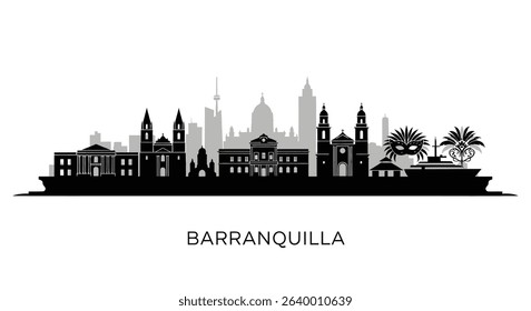 Barranquilla Skyline Colombia Silhouette Minimalist City.