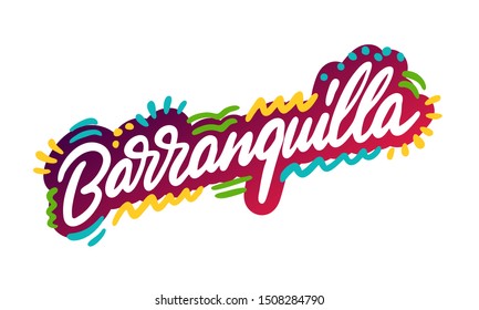 Barranquilla, text design. Vector calligraphy. Typography poster. Usable as background.