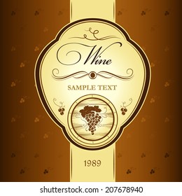 barre wine. label with grapes, cask