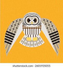 Barred owl mid century modern art 