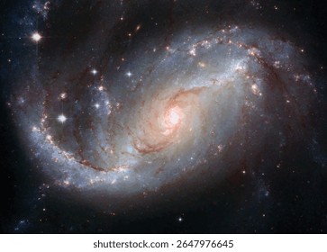 The barred spiral galaxy NGC 1672. Stellar Nursery in the arms of galaxy.