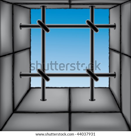 Barred window as a design element. Each object is fully editable and is located on a separate layer