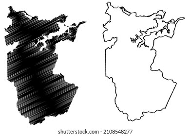 Barreirinha municipality (Amazonas state, Municipalities of Brazil, Federative Republic of Brazil) map vector illustration, scribble sketch Barreirinha map