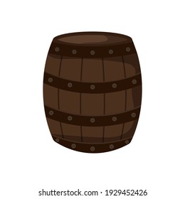 Un barril con alcohol, un recipiente para bebidas, un ícono de barril de madera, un barril para vino, ron, cerveza. Ilustración vectorial aislada en un fondo blanco.