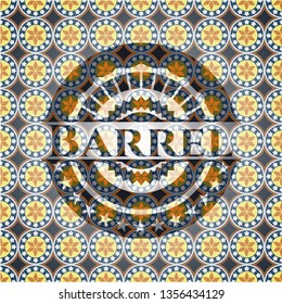 Barrel arabic badge background. Arabesque decoration.