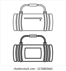 Barrel Bag Icon, Cylindrical Shape Travel Bag Vector Art Illustration