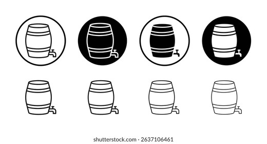 Barrel of beer icon Black line art vector logo set