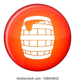 Barrel of beer icon in red circle isolated on white background vector illustration