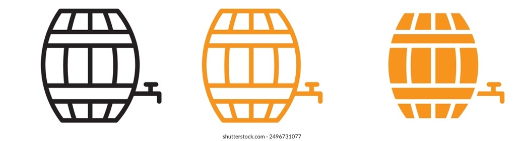 Barrel of Beer Icon Set Brewing and Pub Symbols for Beverage and Hospitality Projects