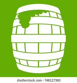Barrel of beer icon white isolated on green background. Vector illustration