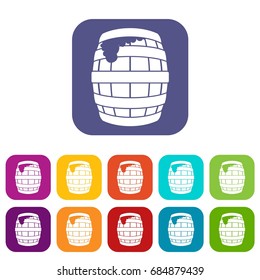 Barrel of beer icons set