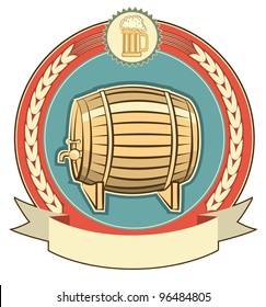 Barrel of beer label set on white background