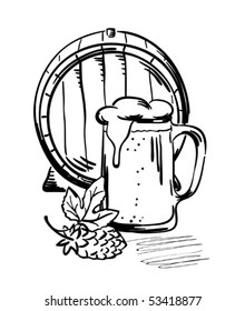 barrel and beer mug