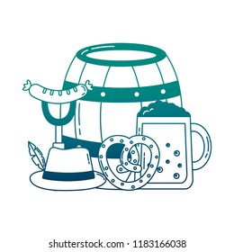 barrel beer with oktoberfest icons