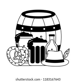 barrel beer with oktoberfest icons